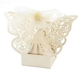 나비 레이저 컷 웨딩 캔디 선물 상자 리본 선물 사탕 케이크 포장 결혼식 호의 상자