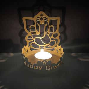 PAFU Bougeoir traditionnel en laiton en forme <span class=keywords><strong>de</strong></span> <span class=keywords><strong>seigneur</strong></span> Ganesha Ridhi Sidhhi Diwali Shadow Diya en métal - Product Image 5