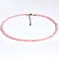 Collier en pierre de quartz rose de 8 mm en gros pour femmes, bijoux de mode porte-bonheur, cadeau, collier de perles de pierre naturelle réglable