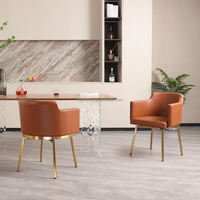 Chaise de salle à manger en cuir de bonne qualité chaises de loisirs de restaurant fauteuil souple avec pieds en métal en acier meubles de salon
