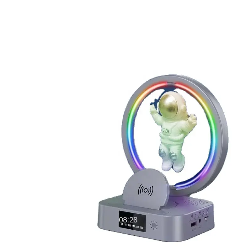 best gift clock bedside lamp wireless charger with speaker light and clock floating astronaut magnetic levitating speaker rgb