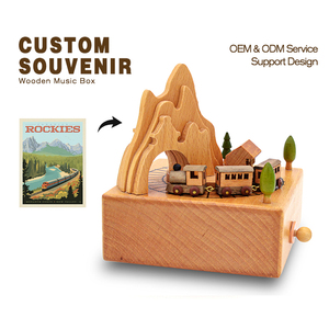 Nouveau Stock Vintage 11cm montagnes russes en bois petit Train château <span class=keywords><strong>dans</strong></span> <span class=keywords><strong>le</strong></span> <span class=keywords><strong>ciel</strong></span> boîte à <span class=keywords><strong>musique</strong></span> décorations pour la maison pour les cadeaux - Product Image 1