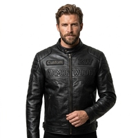 Veste de motard en cuir de vache véritable pour homme, design personnalisé, broderie unie, gaufrage, faible MOQ, OEM, veste de course en cuir noir pour homme