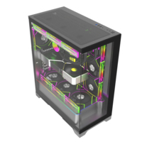 Nouveau Design E-ATX RGB Gaming Desktop Panoramique Verre trempé Boîtier d'ordinateur et tour en verre trempé Tours complètes
