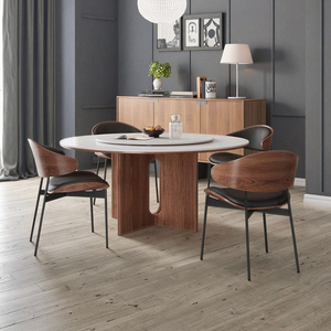 Bàn ăn tròn màu óc chó tối, bàn ăn gỗ nguyên khối, gỗ tần bì, nội thất nhà hàng gia đình, hiện đại đơn giản, màu óc chó, thiết kế - Product Image 3