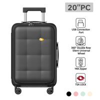 Valise à roulettes rigide durable de 20 pouces avec conception antivol, imperméable, légère, multifonctionnelle, port de charge USB
