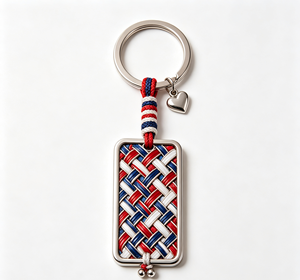Custom Woven Metal Key Chain Stainless Steel <b>Keyring</b> Pendant Heart <b>Charm</b> Gift Souvenir - Product Image 2