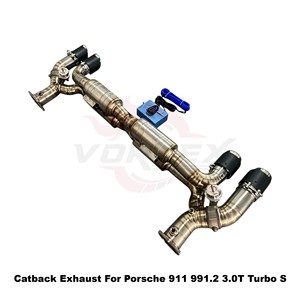 Vortex Lightweight Natural Titanium Valved Exhaust For Porsche 911 991.2 3.0T Turbo S Track Racing <b>Kit</b> - Product Image 4