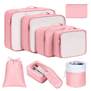 8 Pcs Set Shoe Bag Toiletry Bag Luggage Packing Cube Pack Set Suitcase Organizer Compression Compressive Travel Packing Cubes