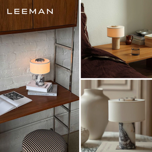 Lampada da tavolo portatile di design con paralume in lino Cordless Touch lampada da scrivania dimmerabile in marmo per camera da letto comodino ristorante - Product Image 3