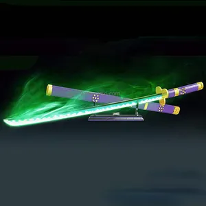 Anime Three Pole Flow Roronoa Zoro Ninja Sword Glow At Night cuchillo montaje arma juguetes para niños juegos de bloques de construcción