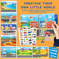 Libro de Pegatinas de Gel Reutilizables Personalizado para Niños, Libro de Actividades Tranquilas para el Aprendizaje Temprano, Cognición Educativa, Libro de Pegatinas Multiescena