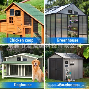 พัดลมพลังงานแสงอาทิตย์พร้อมแผงโมโนคริสตัลไลน์ 12V ระบบระบายความร้อนสำหรับสัตว์เลี้ยงกลางแจ้ง - Product Image 5