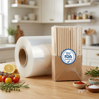 Film rétractable en polyoléfine POF ultra-transparent, résistant aux déchirures, conforme aux normes alimentaires européennes et américaines (FDA), pour l'emballage extérieur des assiettes jetables