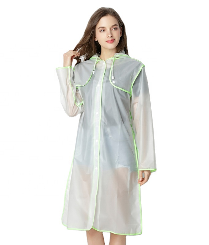 Dames Lange Gown Waterdichte Poncho Regenjas Matte Eva Aanpasbare Rand Trendy Regenkleding Vrouwen Volwassenen Mannen Meisjes Universele Jongens