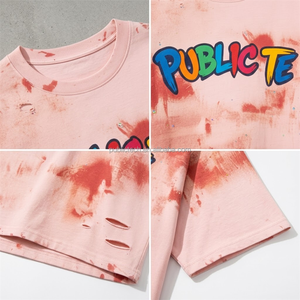 Fabricante OEM de Ropa: Camiseta Personalizada 100% Algodón con Pedrería, Antipilling, Holgada, Oversize, Técnica de Lavado e Impresión - Product Image 2