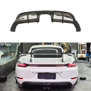 Diffuseur de pare-chocs arrière en fibre de carbone pour Porsche 718 Cayman Boxster 2016-2024, kit de mise à niveau du spoiler inférieur arrière - Product Image 1
