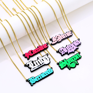 Collar con nombre personalizado, joyería única personalizada, acrílico, tema <span class=keywords><strong>de</strong></span> Halloween, accesorios para <span class=keywords><strong>disfraces</strong></span>, regalo <span class=keywords><strong>de</strong></span> fiesta para buenos amigos - Product Image 5