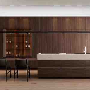 Gabinete de cocina de madera maciza de chapa contemporánea diseño libre incluye accesorio de grifo de encimera de mármol para uso en comedor y apartamento - Product Image 2