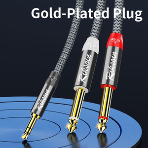 3.5mm đến kép 6.35mm mạ vàng Cáp âm thanh stereo <span class=keywords><strong>Adapter</strong></span> Nam đến Nam 6.35mm tương thích Loa micro - Product Image 3