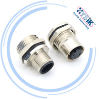 Kabel Penerbangan M12 2 Pin IP67 Konektor Male to Female Cordset Lurus Tahan Air Sambungan Overmolding untuk Industri