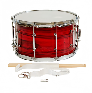 Tambor Metálico Profesional de Arce de Alta Tensión de 14x8 Pulgadas con Acabado en Madera Roja para Banda de Conciertos, Orquesta e Instrumentos de Percusión - Product Image 1