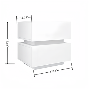 <b>White</b> High <b>Gloss</b> 2 Drawer Bedside Table With RGB LED Light Nightstand For Bedroom Storage - Product Image 5