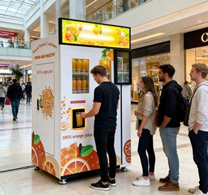Juice Vending Machine Automatic Preparation Machine OEM Manufacturing Service QR Code Payment Self-Service Fresh Fruit Dispenser