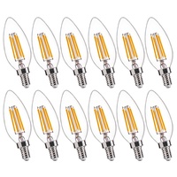 Petite ampoule à bougie LED rétro E14 Edison à intensité variable, corps en verre blanc/jaune chaud, alimentation secteur pour usage résidentiel transfrontalier