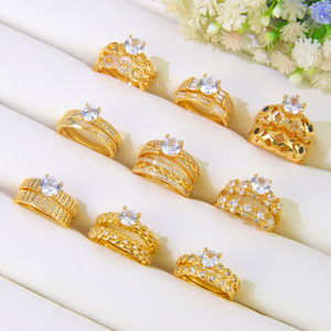 Anillos Apilables de Lujo con Circonita de Dubái, Chapados en Oro de 21k, Diseño Italiano, Anillos de Compromiso y Boda para Parejas - Product Image 6
