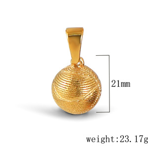 Collana con Ciondolo a Forma di Pallone Sportivo (Calcio, Basket) Stile Europeo-Americano, Catena in Bambù, Acciaio Inossidabile Placcato <span class=keywords><strong>24k</strong></span> - Product Image 6