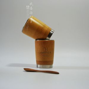 Bamboo Tumbler 304 Stainless Steel Inner Liner Straight Cup Anti-Slip Gift For Beer Beverage Packaging - Product Image 3