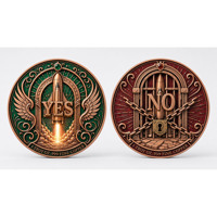 Pièce de monnaie en cuivre pur 999 de 1 oz, Série Decision, en relief 3D, avec couleur UV, édition collector colorée, motif OUI NON