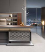 Bureau de direction contemporain de luxe pour PDG ou manager, design convertible en panneaux de bois pour les cadres supérieurs