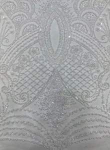 High-quality 100% Polyester Mesh <strong>Sequin</strong> Fabric Adorned with Beads and <strong>Sequins</strong> Luxurious Eco-Friendly Breathable Wedding Fabric - Product Image 3
