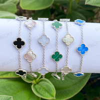 SPJ Grosir MOQ Kecil Berkualitas Tinggi Perhiasan Set Daun Semanggi Empat Lapis Emas 18K Perak Sterling S925 Vintage untuk Wanita Hadiah