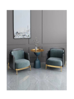 Fauteuil d'appoint moderne en tissu pied-de-poule avec structure en métal doré, chaise longue de luxe pour salon et hôtel