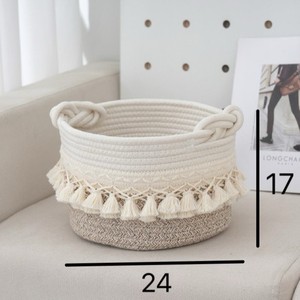 Grande Capacité Boho Élégant Rond Durable Portable Personnalisé Tissé À La Main Coton Corde Panier De Rangement - Product Image 6