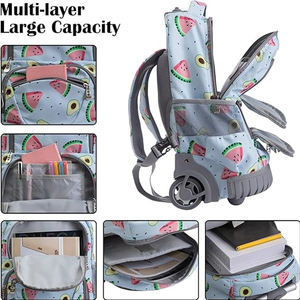 Green Small 35L Cute Lightweight Wheeled Roller 17 Inch <strong>Laptop</strong> Backpack <strong>Bag</strong> for <strong>Ladies</strong> Women with <strong>Wheels</strong> - Product Image 3