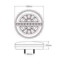 Feu arrière rond à LED 12V 24V pour remorque, homologué ECE EMC, avec clignotant dynamique, feu stop et feu de recul pour camion et caravane