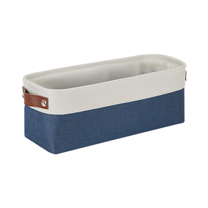 Panier de rangement rectangulaire pliable écologique en corde de coton tressée avec poignées en cuir pour vêtements et jouets - Product Image 4