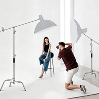 Soporte en C con Brazo Articulado para Fotografía, Kit de Soporte de Luz Resistente, Soporte en C de Acero Inoxidable con Cabezales de Agarre para Iluminación de Estudio