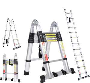 Échelle <span class=keywords><strong>télescopique</strong></span> en aluminium Mobile12,5 pieds (3,8 m) pliable en forme de A, échelle portable 6+6 marches, tabouret multi-usage - Product Image 2