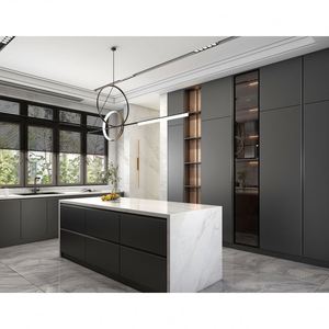 Armoires personnalisées, îlot, design modulaire, laque noire ou finition, luxe moderne, armoires de cuisine modernes en érable - Product Image 2