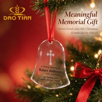 Fournisseur en gros d'ornements clochettes en cristal K9 avec logo personnalisé gravé au laser, décorations suspendues pour sapin de Noël, cadeaux commémoratifs de fêtes
