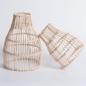 Rattan Pendant Lampshade E27 Beige Round For Home Restaurant <b>Bar</b> <b>Lighting</b> - Product Image 2