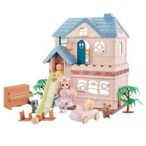 Fashion Pretend Play Diy House Miniature Furniture Toys Doll House For Girls