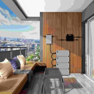 Kit de système solaire pour balcon avec batterie au lithium et contrôleur MPPT, système d'énergie solaire pour balcon - Product Image 1