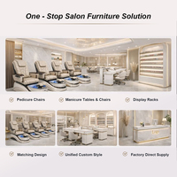 Kangmei - Juego de Muebles Modernos de Lujo para Salón de Uñas, Silla de Pedicura con Hidromasaje Magnético sin Tuberías, Color Blanco