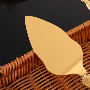 <span class=keywords><strong>Pelle</strong></span> à <span class=keywords><strong>Pizza</strong></span> en acier inoxydable de nouveau Style avec manche en fleur couteau de service à gâteau en or et ensemble de couverts de serveur de gâteau Restaurant House - Product Image 6